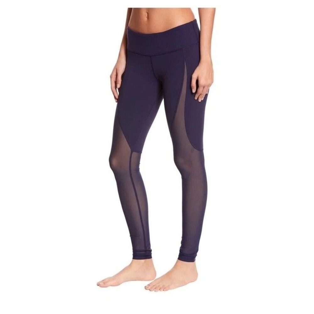 ALO Yoga Women's Motion Leggings Navy Size XS Midrise Mesh Panel